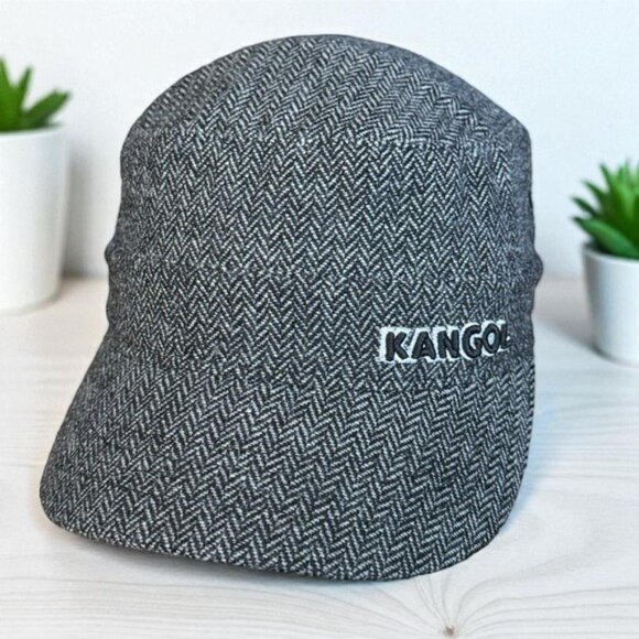 NWOT Kangol Herringbone Gray Black Army Cap Hat with Pocket Size Small - Picture 1 of 10